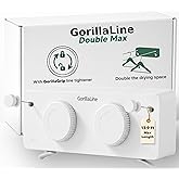 GorillaLine Max - Retractable Clothesline Indoor Outdoor Clothes Line - Heavy Duty Clothes Drying Laundry Line - Wall Mounted Drying Rack - Air Dry Clothing - Max Tighten with GorillaGrip
