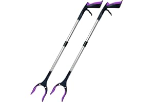 HPr-HPi 2-Pack Reacher Grabber Tool, Foldable Trash Picker Grabber, Trash Gripper, Garden Nabber, Litter Picker, Extended Grabber（Purple/Purple)