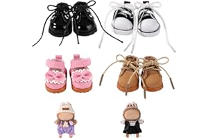 Lyreh 4 Pairs of 17cm Doll Shoes, 4 Style PVC Material Fashion Delicate Cute Mini Doll Clothes Outfits Accessories Include Le