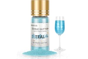 Edible Glitter for Drinks, Nomeca 5g Edible Shimmer for DIY Wine Cocktails Champagne Beverages, Food Grade Coloring Gold Glitter Dust Kosher & Halal Certified, Vegan, Gluten Free, Nut Free Dye - Teal