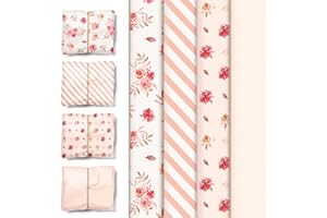 Nicrolandee Rose Gold Wedding Tissue Wrapping Paper 24 Sheets, Vintage Flower Pink Boho Gift Wrap Tissue 20X15, Tissue Gift Wrap Paper Bulk for Valentine Birthday Girl's Party Decoration