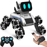 SIMREX Robot Dog RC Stunt Car Toys - Gesture Sensing Remote Control car with Mecanum Wheels, LED Eyes, 3 Sound Effects, Birthday Gift for Kids Boys Girls