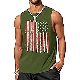 UYIQL 4th of July Tank Top Men 250 Anniversary Patriotic Sleeveless Shirts Stars and Stripes Independence Day Muscle Tanks