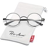 Pro Acme Non Prescription Clear Lens Glasses Retro Small Round Metal Frame