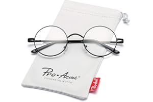 Pro Acme Non Prescription Clear Lens Glasses Retro Small Round Metal Frame
