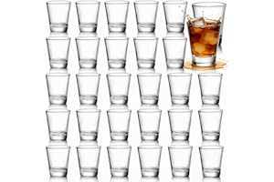 Tebery 30 Pcs 60ml Shot Glasses, 2oz Heavy Base Shot Glasses Sets, Round Glassware Shot Glass, Clear Glass for Vodka, Whiskey