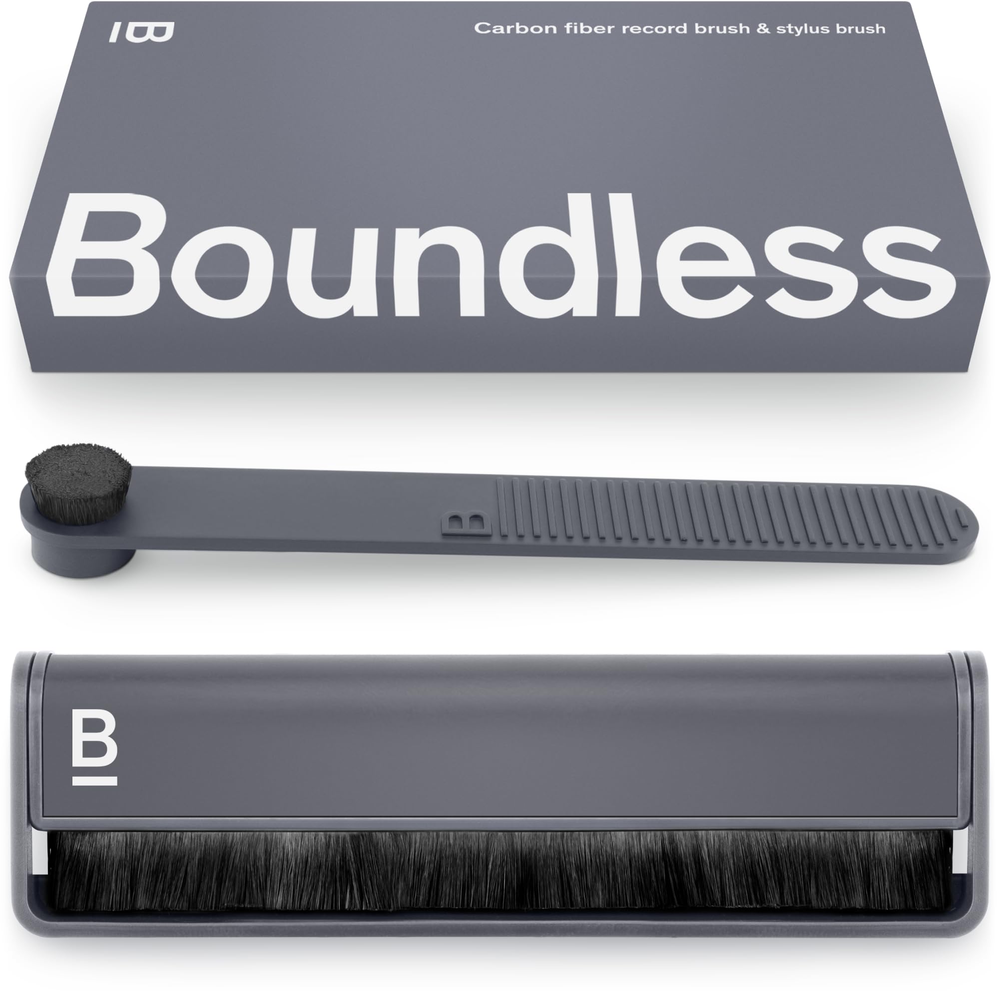Boundless Audio Record Cleaning Kit - 2-in-1 Vinyl Cleaning Kit Includes Record Brush & Stylus Cleaner - Carbon Fibre Anti-Static Vinyl & Stylus Brushes