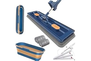 Roseionly Large Flat Mop, 2024 New Large Flat Mop Style, 360° Rotatable Self Wringing Mop with 54" Adjustable Stainless Steel