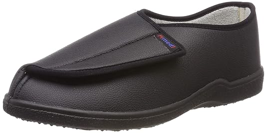 Pimed 37243 Verbandschuhe aus Lederimitat schwarz mit Klettverschluss, Klettschuhe abwaschbar ideal für Diabetiker