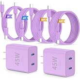 QZIIW iPhone 18 17 16 Pro Max Fast Charger,45W Dual Port USB C Fast Charger | Extra Long 60W 3/6/10/10FT USB C Fast Cable - [2-Pack] PD Quick Adapter 3.0 for iPhone Duo 15 17/16 17 18 Pro Samsung S26 S25