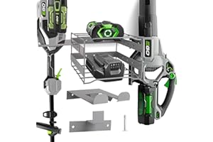 IULRTBA Power Tool Organizer Wall Mount - Heavy Duty Weed Eater Hanger for Garage Organization, Cuboid Garage Storage Rack for EGO Leaf Blower, Trimmer, Chainsaw, Edger, Battery, Charger, 180lbs Load Capacity