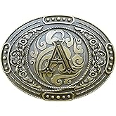 GRAERRY Western Belt Buckle for Men Women Initial Letters ABCDJMR to Z Vintage Rodeo Cowboy Belt Buckles