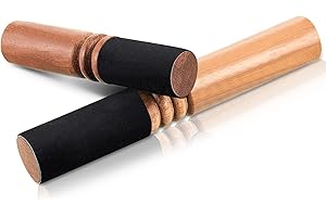 Nuanchu 2 Pieces Tibetan Singing Bowl Mallet Suede Wooden Striker Leather Wrapped Meditation Mallet Sound Bowl Stick Buddha Musical Instruments for Buddhist Meditation Yoga Chime (Black and Brown)