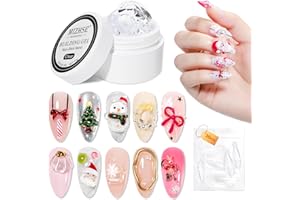 MIZHSE Solid Builder Gel for Nails, Clear Non-Sticky Sculpting Gel, 3D Nail Art Carving Building Modeling Hard Nail Extension Soak Off UV/LED Nail Art Salon Home DIY 15g