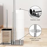 susswiff Toilet Roll Holder with Brush Stainless Steel Free Standing view 3