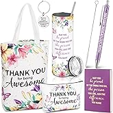 Patelai 6 Pcs Employee Appreciation Gifts Set, Valentine Thank You Gift for Women Coworker Teacher Staff Nurse Lady, May You Be Proud Inspirational Bag Pen Journal Keychain, Butterfly Flowers