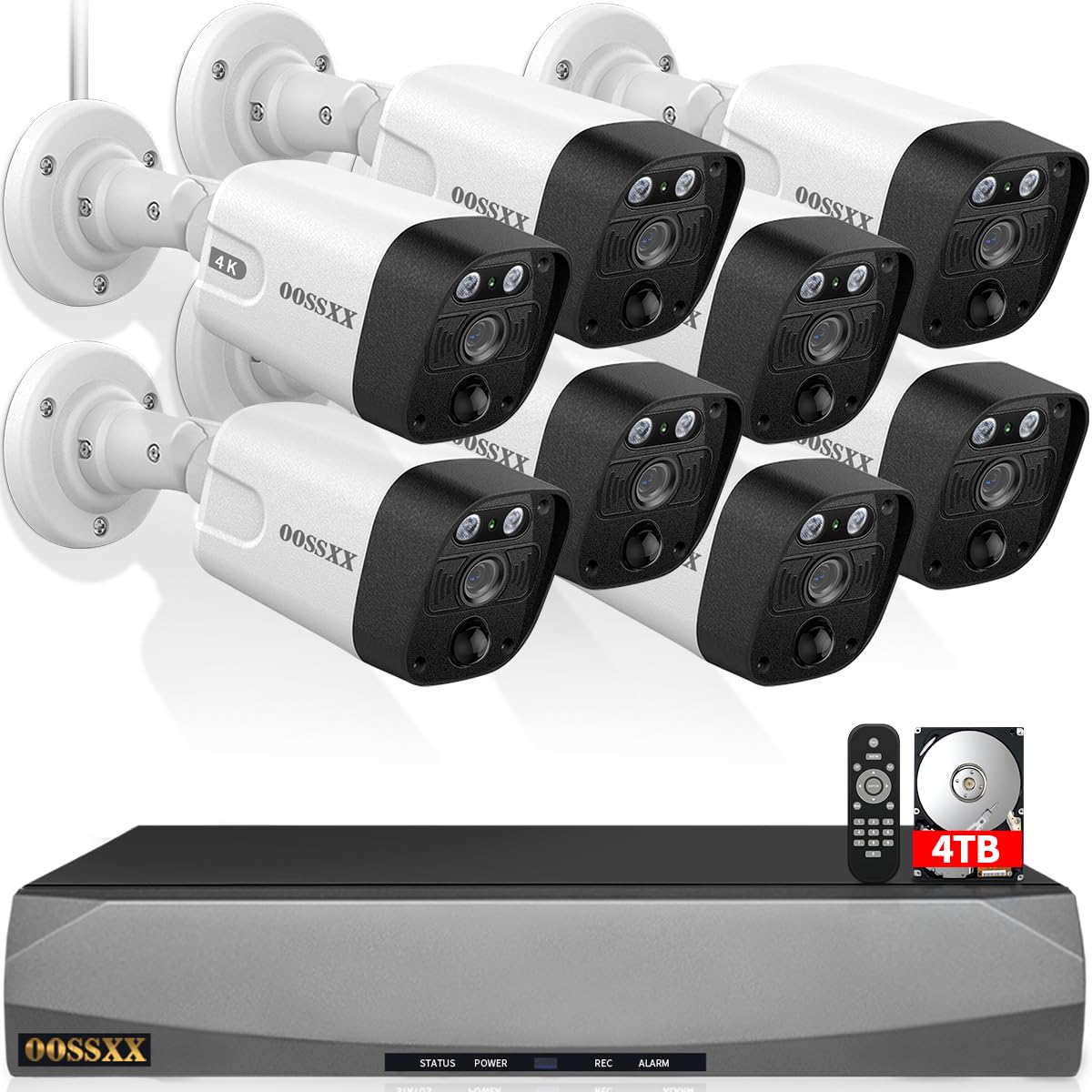 Photo 1 of ** new *** OOSSXX (4K/8.0 Megapixel & 130° Ultra Wide-Angle) 2-Way Audio PoE Outdoor Home Security Camera System Wired Outdoor Video Surveillance IP Cameras System