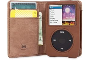 Snugg iPod Classic Leather Case, Distressed Brown, 7th Generation, Flip - Executive Series