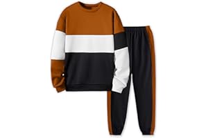 Tainmully Boys Clothes Long Sleeve Color-blocked Sweatshirt Tops and Pants Winter Outfits Kids Clothes Boys for 6-16 Years