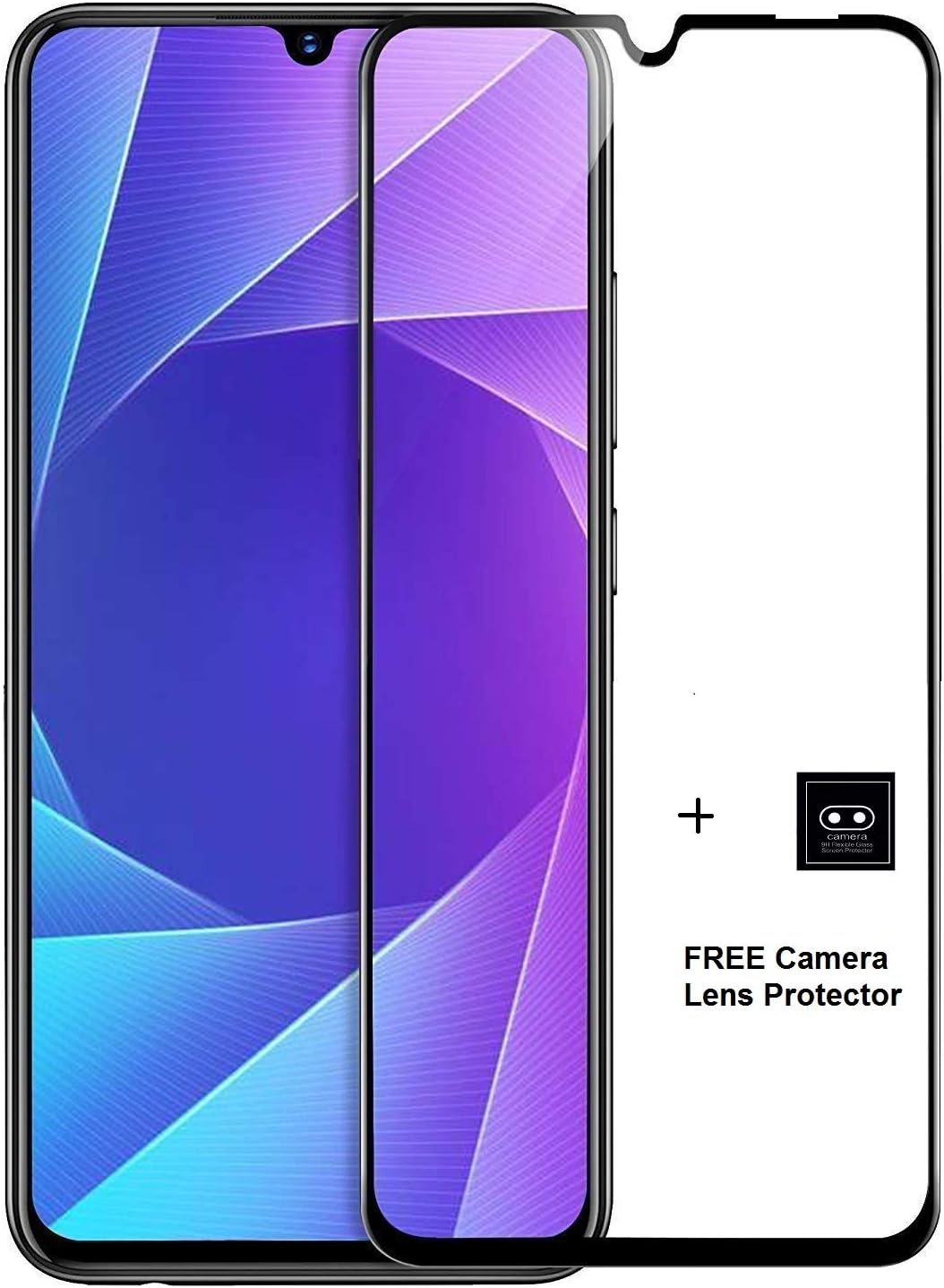 True Desire Full Edge-to-Edge Coverage Tempered Glass Screen Protector for VIVO Y17 (Black) Free Camera Lens Protector