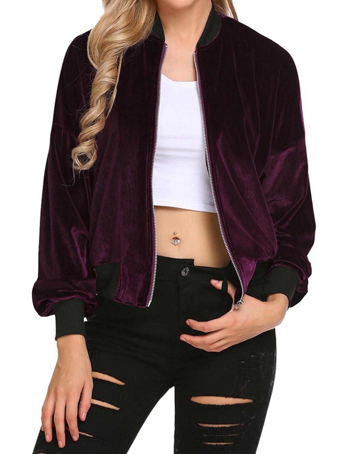 khhalisi women's full sleeves jacket with pocket zipper