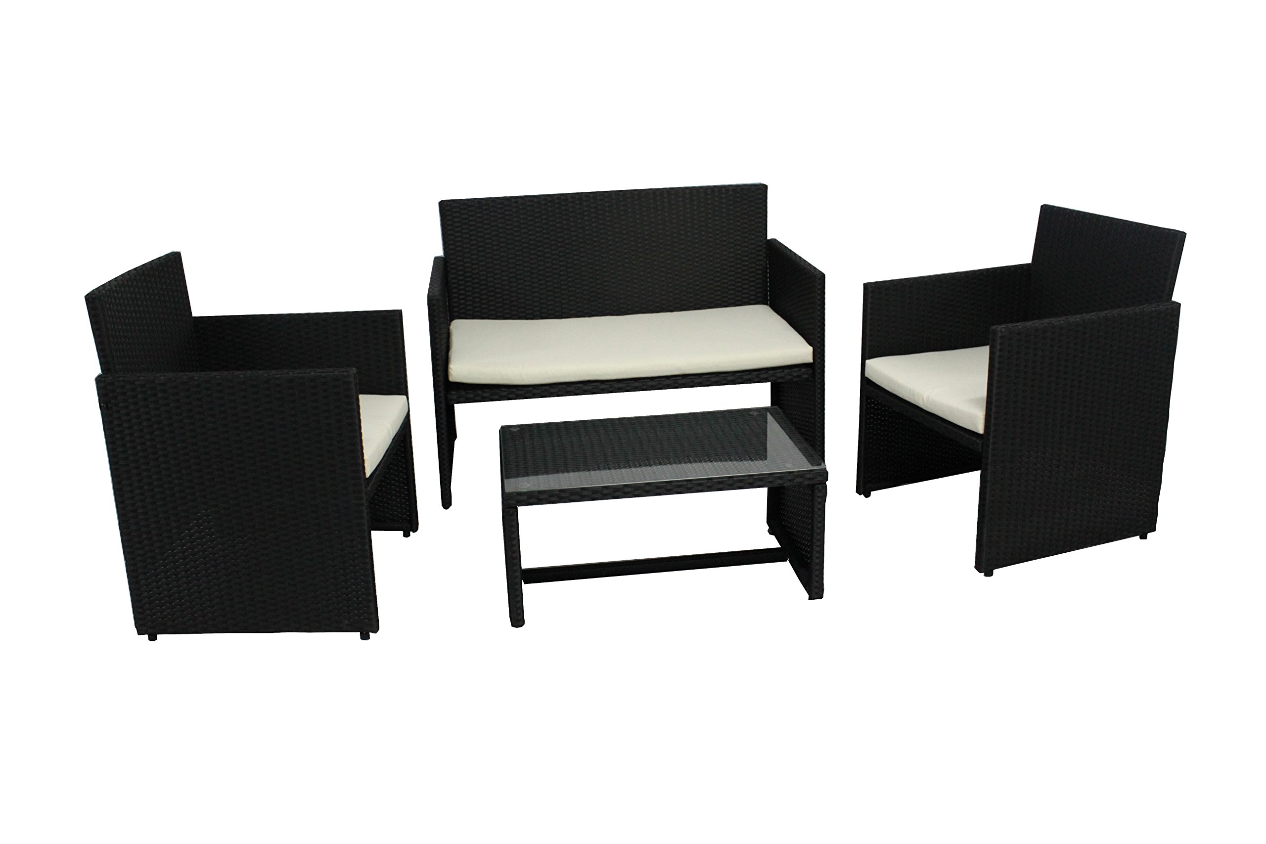 GARDEN FRIEND Living room valencia black 2 armchairs, 1 sofa, 1 table Material: polyrattan Color black.