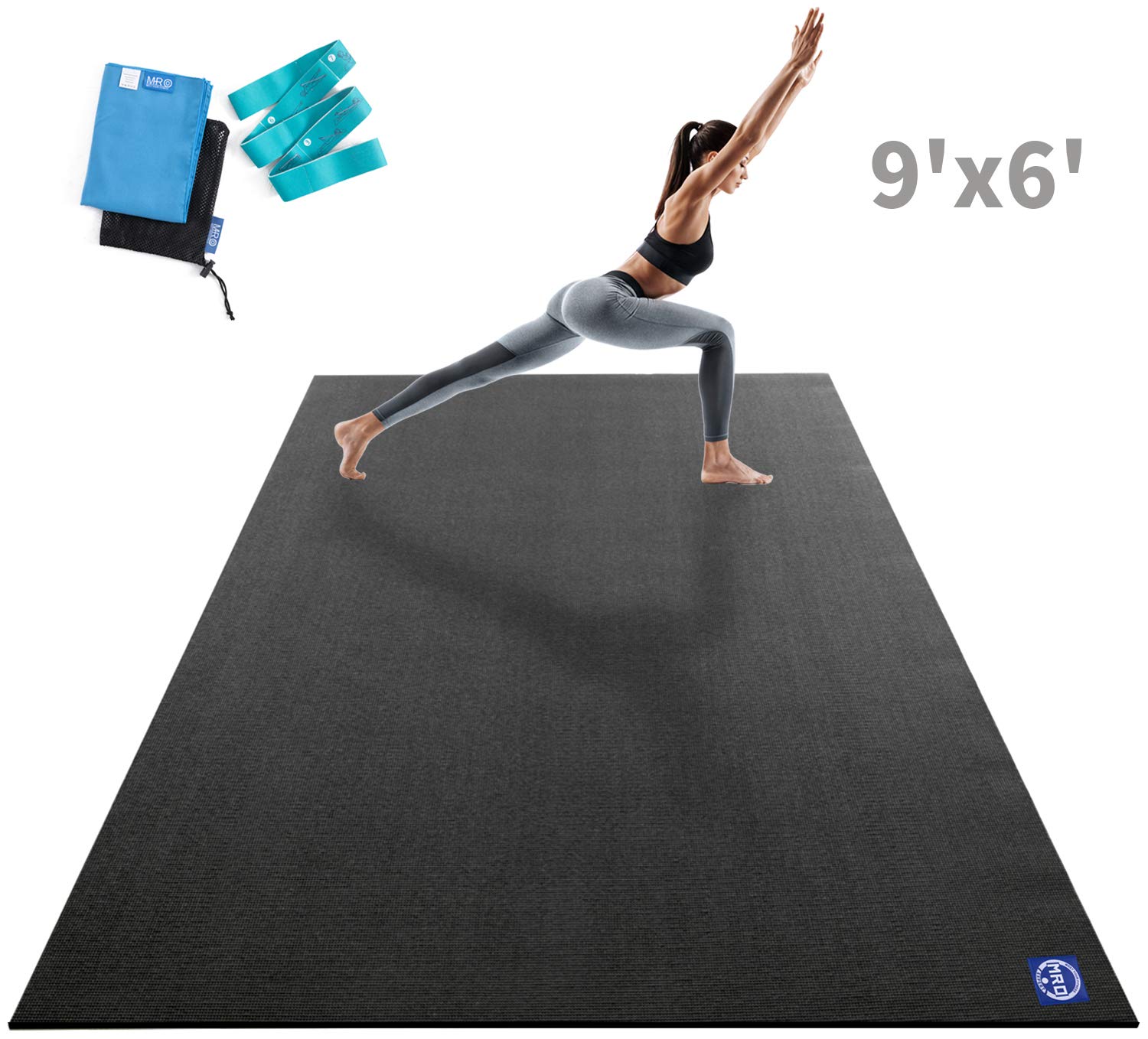 Premium Large Yoga Mat for Home Gym Workout 9'x6'x9mm, Extra Wide and Long Exercise Mats for Double Men and Women, Thick, Non-Slip, Soft for Stretching and Light Cardio on any Floor, Use Without Shoes