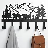 SIFZYJGN Personalized Metal Bear Coat Rack Wall Mount Cabin Coat Hanger Coat Hooks &amp; Hat Hanger for Wall, Rustic Cabin Decor Wildlife Bear Hooks for Backpacks, Bags &amp; Towels, Entryway Organizer