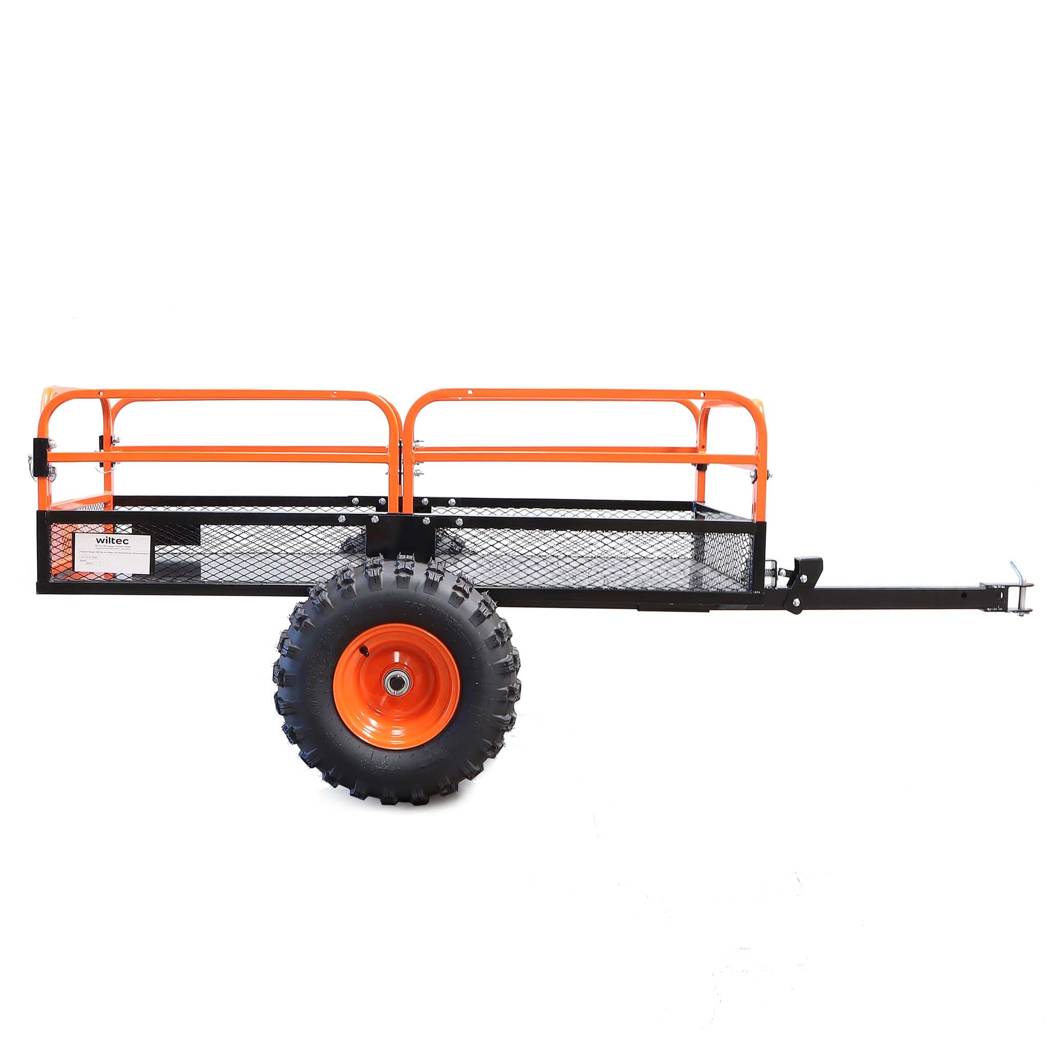 Wiltec Kippanhänger bis 680 kg für Rasentraktor, Anhänger Kipper 216 x 122 x 76,2 cm mit Gitter u. abnehmbaren Seitenwänden, Anhänger mit Kippfunktion 6