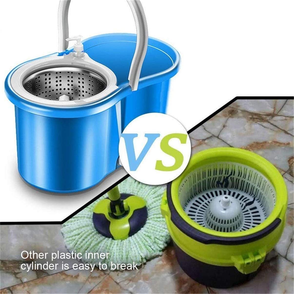 Aootek Upgraded Stainless Steel Deluxe 360 Spin Mop & Bucket Floor Mopping System Included EasyPress Handle with 3 Microfiber Mop Heads: Home & Kitchen