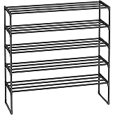 LOAKEKEL Shoe Rack, Black Metal 5 Tier Shoe Organizer for 24-30 Pairs, Space Saving Shoe Stand, Shoe Storage Shelf for Closet