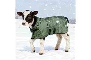 NIUTRIP All-Weather Calf Blanket with Fleece Lining & Windproof Shell - Versatile Goat Blankets for Winter and Durable Sheep Blanket with Full Belly Coverage (Green 2pcs)