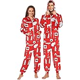 Ollabaky Adult Pajamas for Men and Women One-Piece Costume Sleepwear Jumpsuit Matching Pjs