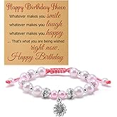 Gevody Niece Birthday Beaded Bracelets for Women Happy Birthday Gifts for Her from Auntie Inspirational Gift for Niece from Aunt Uncle Beads Bracelets Motivational Stretch Jewelry for Her from Auntie