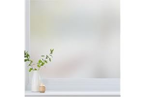 Haton Window Privacy Film Frosted Glass for Bathroom, Static Cling UV Sun Blocking Window Clings, Opaque Decorative Coverings Removable Sticker Heat Control Tint for Home Door, Pure 17.5" x 78.7"