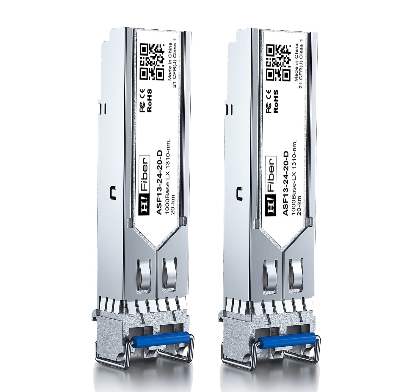 2PCS 1.25G Single Mode SFP LC Module, 1000Base-LX/LH Fiber Transceiver for AGM732F, Ubiquit UniFi UF-SM-1G, Mikrotik, Intel, and More (SMF,1310nm,20km,DDMm)