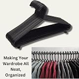 Straame Black Plastic Hangers with Hooks - Premium Space Saving Pack of 50 view 4