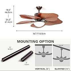 DWVO 46" Tropical Ceiling Fan with Light