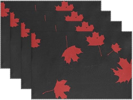 Amazon Com Enevotx Maple Falling Wind Red Leaves Nature Autumn Fall Placemats Set Of 4 Heat Insulation Stain Resistant For Dining Table Durable Non Slip Kitchen Table Place Mats Home Kitchen