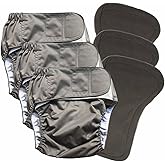 3 Pack Cloth Adult Diapers with Oversized Inserts, TPU Nappies Reusable Washable Incontinence Care Protection Diaper for Men or Women, Elderly, Waist 35.4-47.2In (L)
