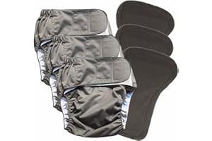 LMARAY 3 Pack Cloth Adult Diapers with Oversized Inserts, TPU Nappies Reusable Washable Incontinence Care Protection Diaper for Men or Women, Elderly, Waist 35.4-47.2In (L)