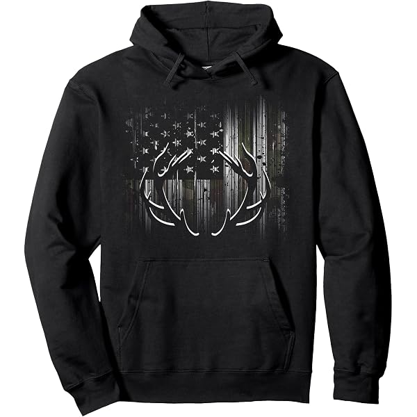 American Flag Hunting Deer Patriotic Crewneck Sweatshirt - Black, XX-Large, 50/50 Cotton/Polyester Blend - View #4