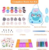 Lekebaby Rock Painting Kit Kids Arts and Crafts 6 natural rocks 6 glowing rocks view 2