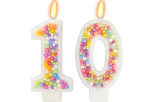 FAMGift 10th Birthday Candle for Cake, Colorful Macaron Numeral Candles for Boys/Girls, Theme Birthday Party Cake Decorations, Cake Topper for Birthday Party Supplies (Number 10)