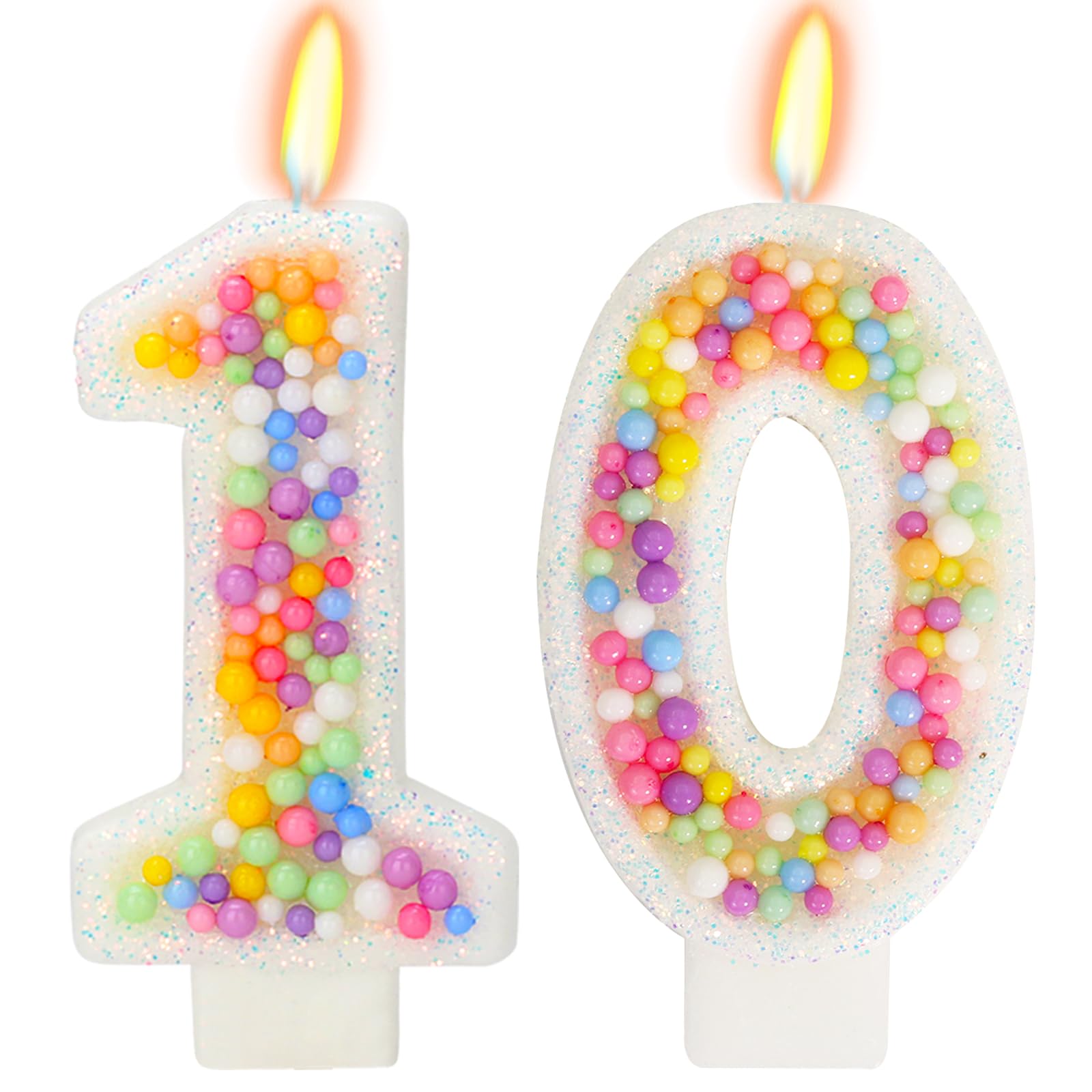 Photo 1 of FAMGift 10th Birthday Candle for Cake, Colorful Macaron Numeral Candles for Boys/Girls, Theme Birthday Party Cake Decorations, Cake Topper for Birthday Party Supplies (Number 10)