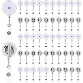 50Pcs Retractable Badge Holders Clip Bulk Blank Badge Reels with Swivel Alligator Clip for Students Teachers Office Workers
