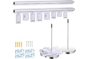 Cjgyz 2 Pieces of 36-inch Aluminum Sliding Restaurant Order Ticket Clip Rails, with 2 Receipt Ticket Clip pins, Suitable for Restaurant, café, Kitchen, Office, bar memo Organizer