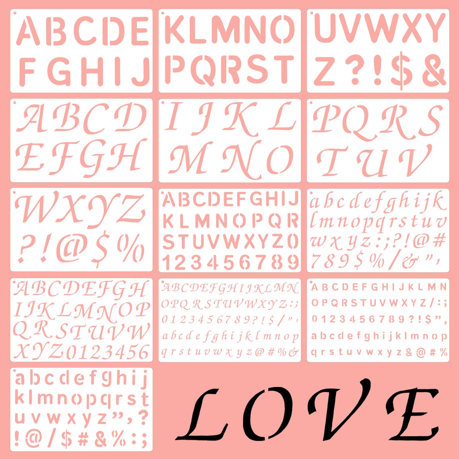 Photo 1 of 1/2, 3/4, 1, 2 Inch Stencil Letters for Painting, Letter Stencils for Painting, Reusable Plastic Alphabet and Number Stencils for Journal Notebook, Scrapbook, Diary, Decor Supplies