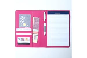 AHZOA Colorful 4 Pockets A5 Size Memo Padfolio S1, Including 5 X 8 Inch Legal Writing Pad, Synthetic Leather Handmade About 6