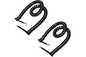 HPWFHPLF Telephone Wires, 2 PCS 6-10 Feet 6P6C Telephone Cord Cable for Landline Phones, RJ12 Male to Male Coiled Wire (Coiled 6P6C)